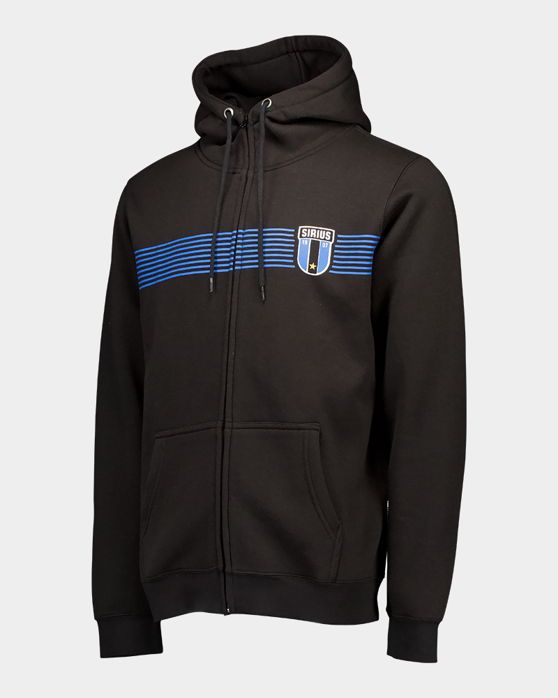 Zip hood svart ränder logo