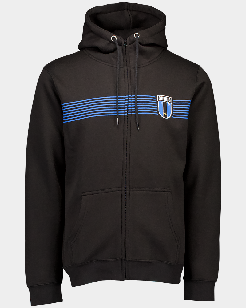 Zip hood svart ränder logo